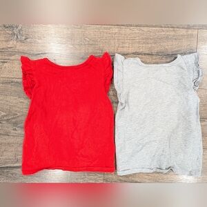 Carter's 5T Flutter Sleeve T-shirt Bundle Top Shirt Girls Red & Light Gray